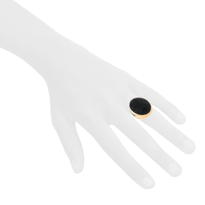 Pomellato Victoria ring in pink gold and jet - Detail D1