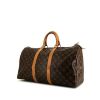 Sac de voyage Louis Vuitton Keepall 45 en tissu monogrammé marron et cuir naturel - 00pp thumbnail