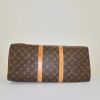 Sac de voyage Louis Vuitton Keepall 45 en tissu monogrammé marron et cuir naturel - Detail D4 thumbnail