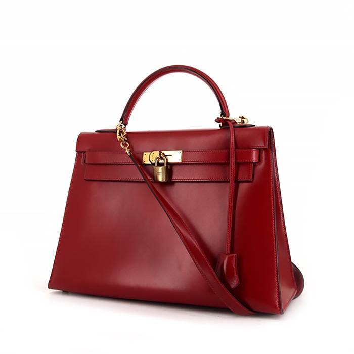 Hermes Kelly 32 cm bag in red box leather - 00pp