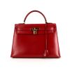 Hermes Kelly 32 cm bag in red box leather - 360 thumbnail