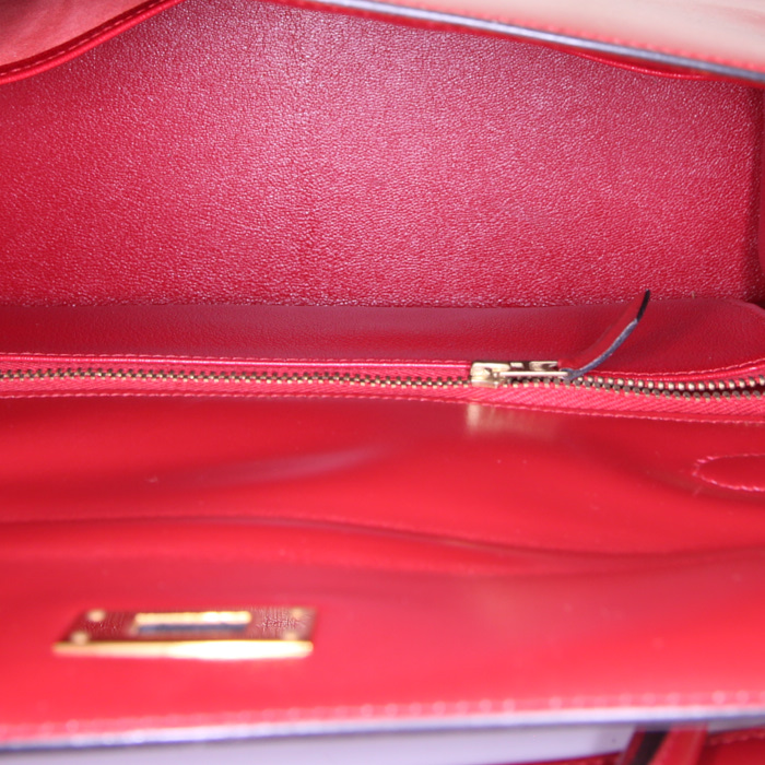 Hermes Kelly 32 cm bag in red box leather - Detail D3