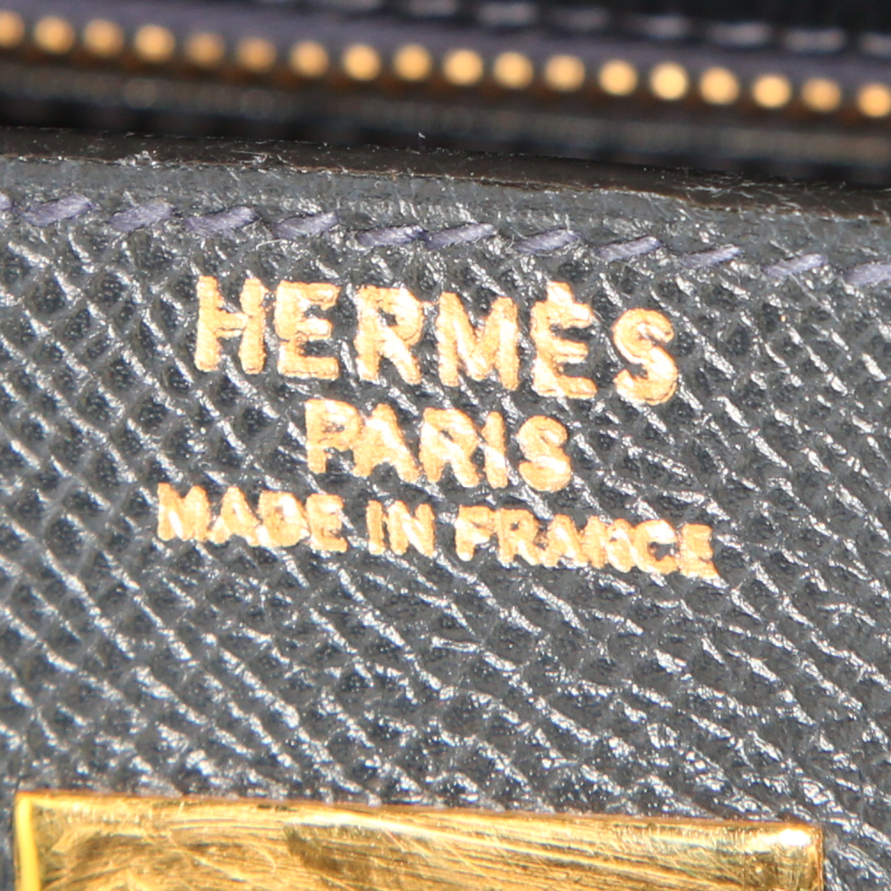 Bolso de mano Hermes Kelly 35 cm en cuero Courchevel azul - Detail D4