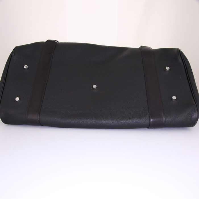 Hermès Arion weekend bag in black togo leather and black Swift leather - Detail D4