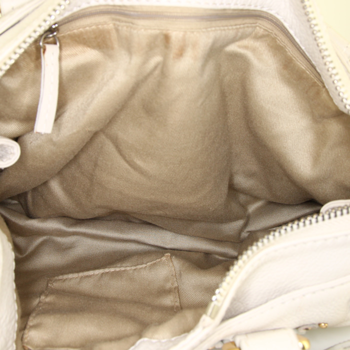 Chloé Paddington handbag in white grained leather - Detail D2