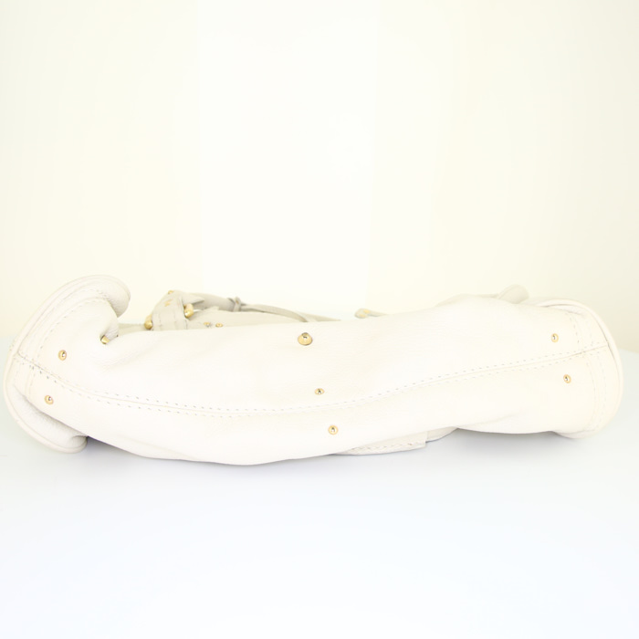 Chloé Paddington handbag in white grained leather - Detail D4