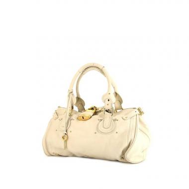 Bolso de mano Chloé Paddington en cuero granulado blanco
