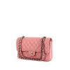 Chanel Timeless Classic bag worn on the shoulder or carried in the hand in pink quilted grained leather - 00pp thumbnail