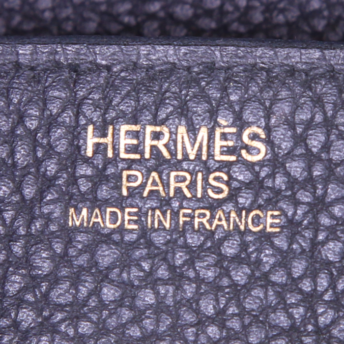 Hermes Birkin 30 cm handbag in indigo blue togo leather - Detail D3