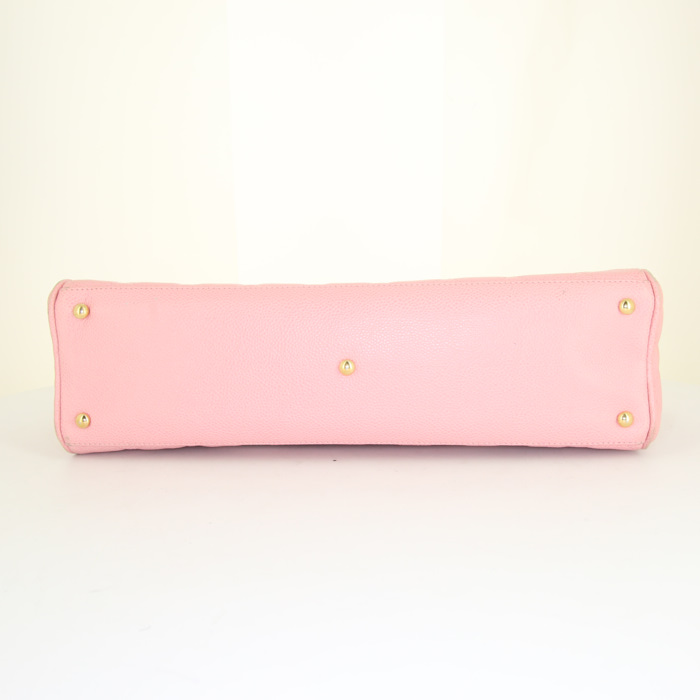 Chanel Bowling bag in pink quilted leather - Detail D4