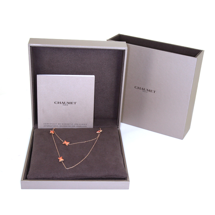 Chaumet Jeux de Liens long necklace in pink gold, diamonds and lacquer - Detail D2