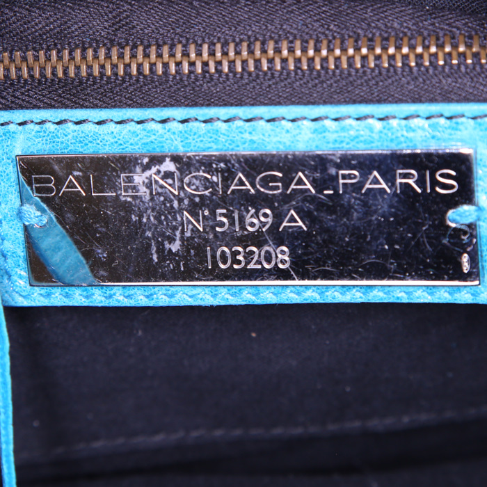 Bolso de mano Balenciaga Classic City en cuero azul - Detail D3