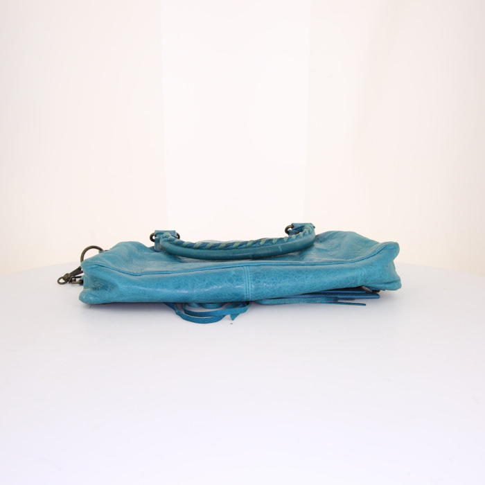 Balenciaga Classic City handbag in blue leather - Detail D4