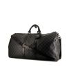 Borsa da viaggio Louis Vuitton Keepall 55 cm in tela cerata con motivo a scacchi grigio e pelle nera - 00pp thumbnail