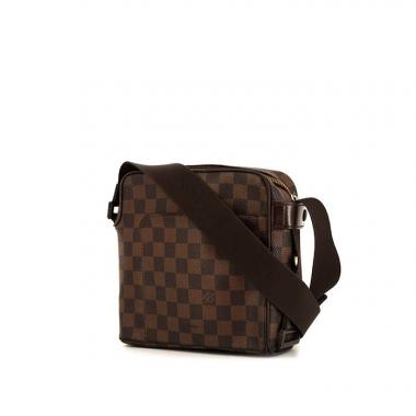 Borsa a tracolla Louis Vuitton Olav in tela a scacchi marrone e pelle lucida marrone