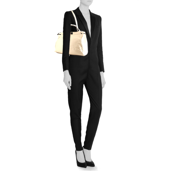 Borsa Fendi Peekaboo in pelle color crema - Detail D2