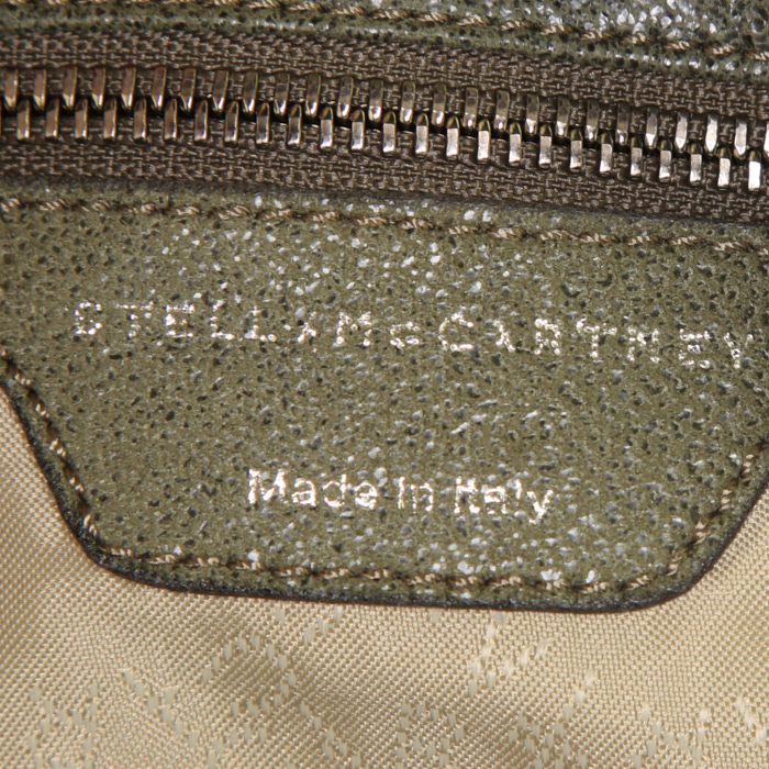 Sac porté épaule ou main Stella McCartney Falabella Fold Over en toile vert-kaki - Detail D4