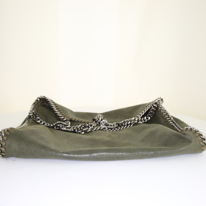 Borsa da spalla o a mano Stella McCartney Falabella Fold Over in tela verde kaki - Detail D5