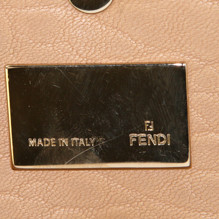 Sac cabas Fendi Mia Hobo en cuir grainé beige - Detail D3