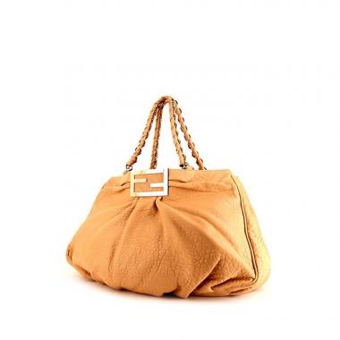 Bolso Cabás Fendi Mia Hobo en cuero granulado beige