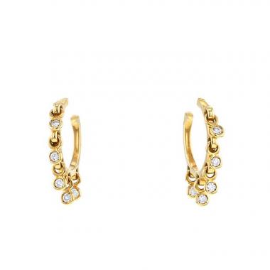 Paire de créoles Dior Coquine petit modèle en or jaune et diamants