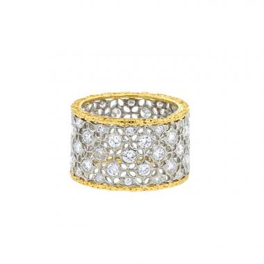 Anello Buccellati Scacchi in oro bianco,  oro giallo e diamanti