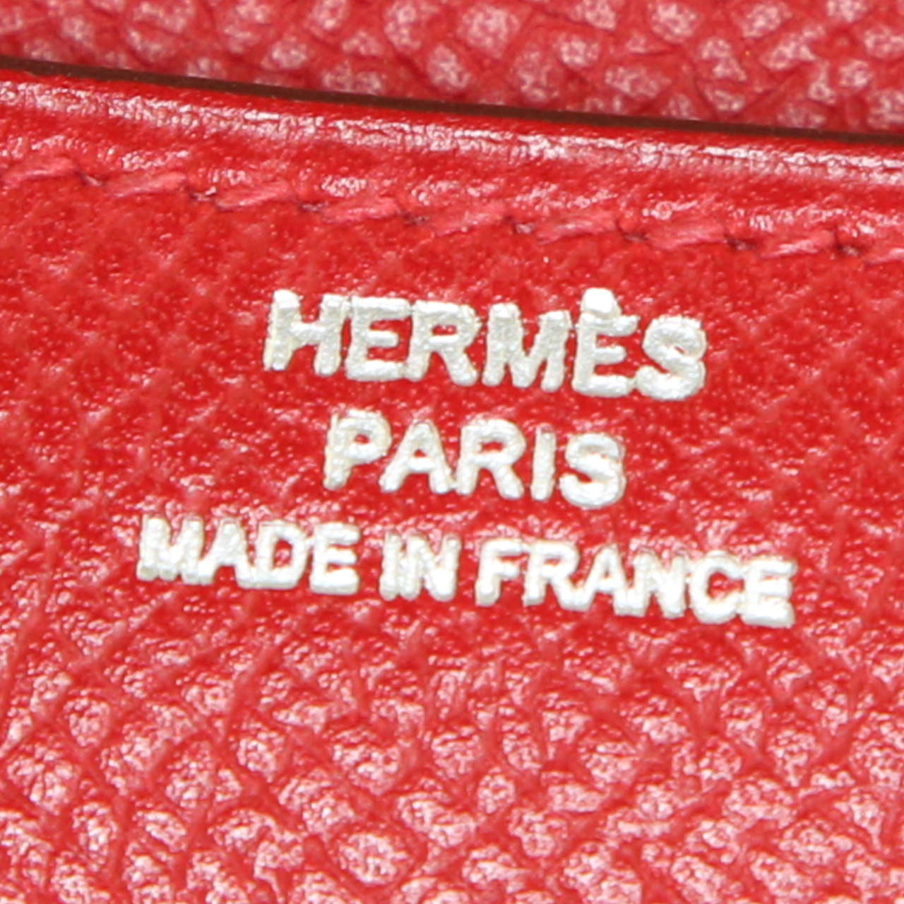 Hermes Constance small model shoulder bag in red Casaque epsom leather - Detail D3