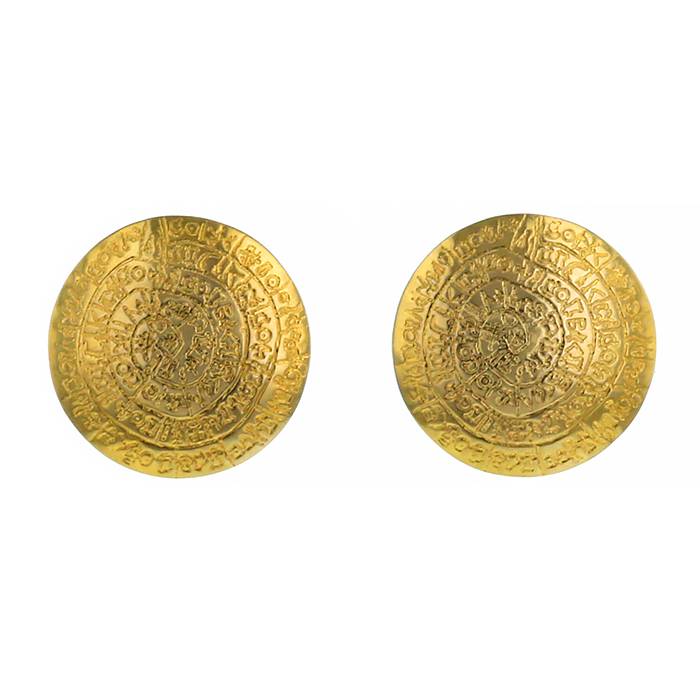 Paire de boucles d'oreilles époque années 90 Vintage en or jaune
