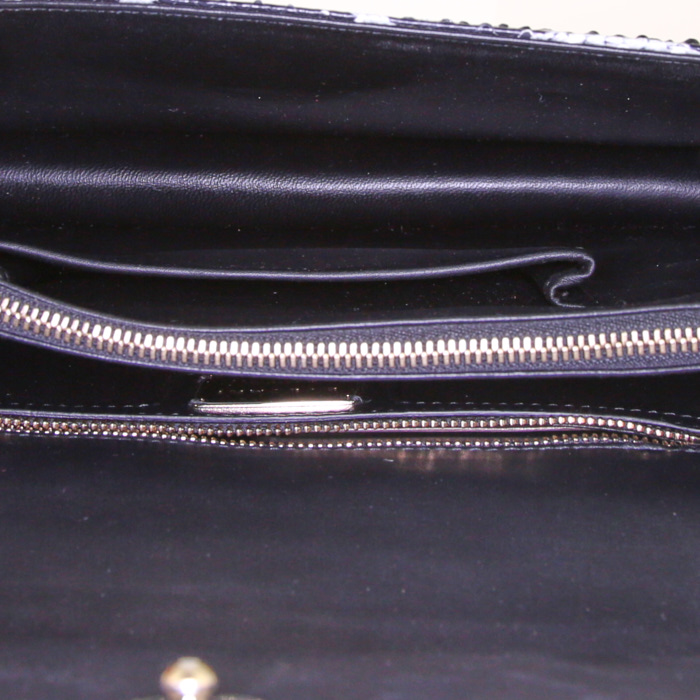Sac porté épaule ou main Bulgari Serpenti en python noir et doré et blanc - Detail D3