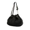 Sac porté épaule Dior Drawstring en toile cannage noire et cuir noir - 00pp thumbnail