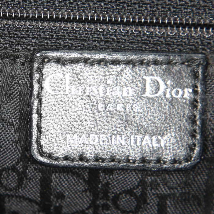 Borsa a spalla Dior Drawstring in tela cannage nera e pelle nera - Detail D3