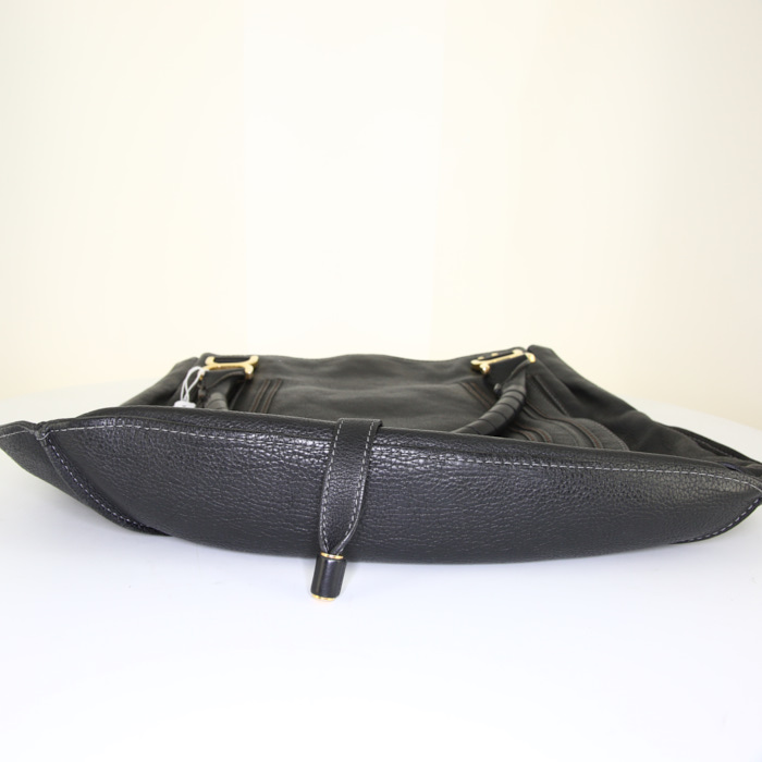 Sac porté épaule Chloé Marcie grand modèle en cuir grainé noir - Detail D4