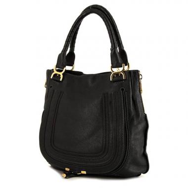 Bolso para llevar al hombro Chloé Marcie modelo grande en cuero granulado negro