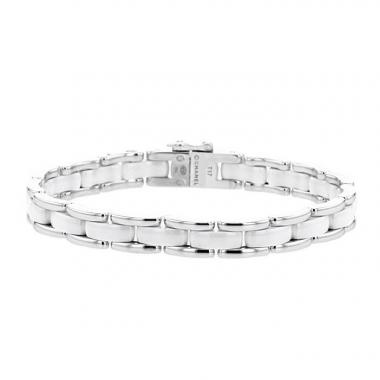 Bracelet souple Chanel Ultra en or blanc et céramique blanche