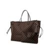 Shopping bag Louis Vuitton Neverfull modello grande in tela cerata con motivo a scacchi marrone e pelle marrone - 00pp thumbnail