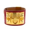Hermes Médor cuff bracelet in gold plated and  crocodile - 00pp thumbnail