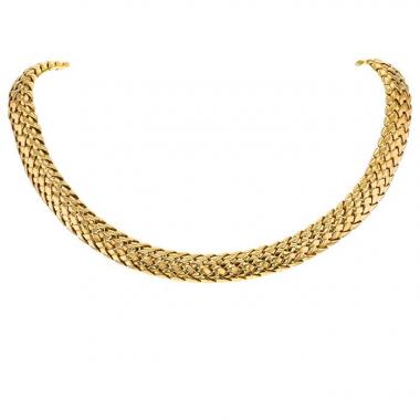Collier époque années 90 Tiffany & Co Vannerie en or jaune