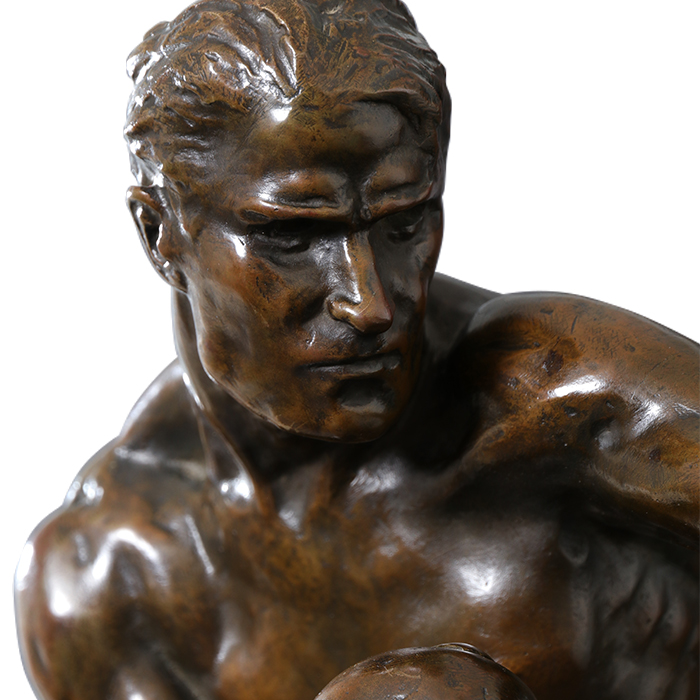 Bronze of a boxer, "The Olympic Champion", Guiraud-Rivière, 1924 - Detail D1