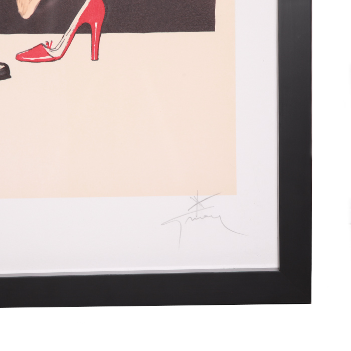 René Gruau, "Red Shoes" from the 1990's, lithograph, framed, signed and numbered - Detail D1