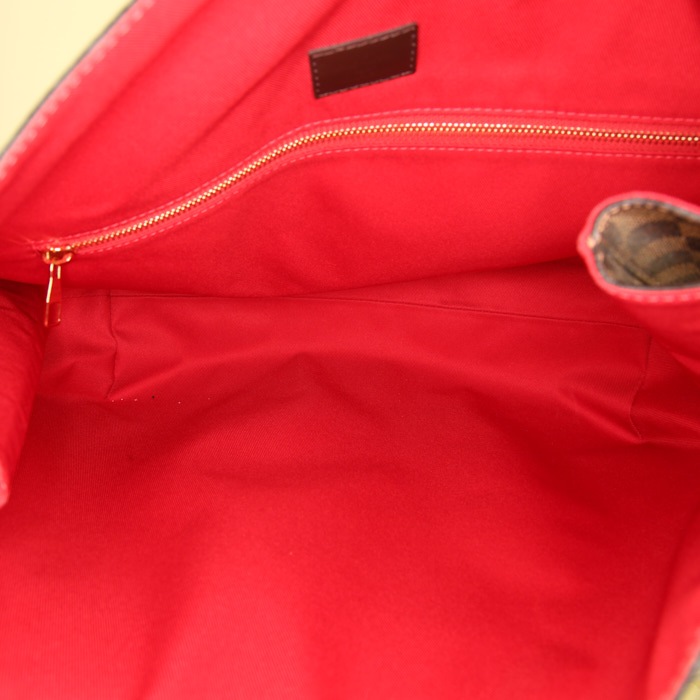 Sac cabas Louis Vuitton Graceful en toile damier enduite marron et cuir marron - Detail D2