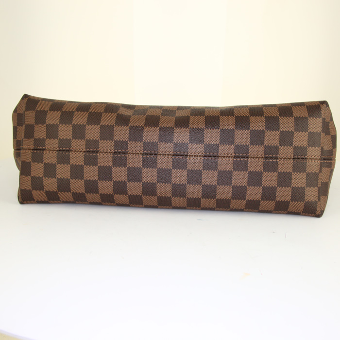 Sac cabas Louis Vuitton Graceful en toile damier enduite marron et cuir marron - Detail D4
