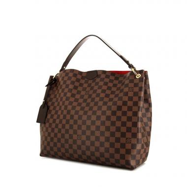 Sac cabas Louis Vuitton Graceful en toile damier enduite marron et cuir marron