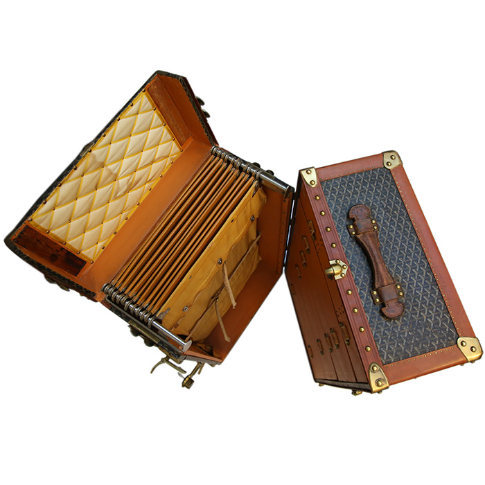 Malle Goyard en toile Goyardine et lozine marron - Detail D2