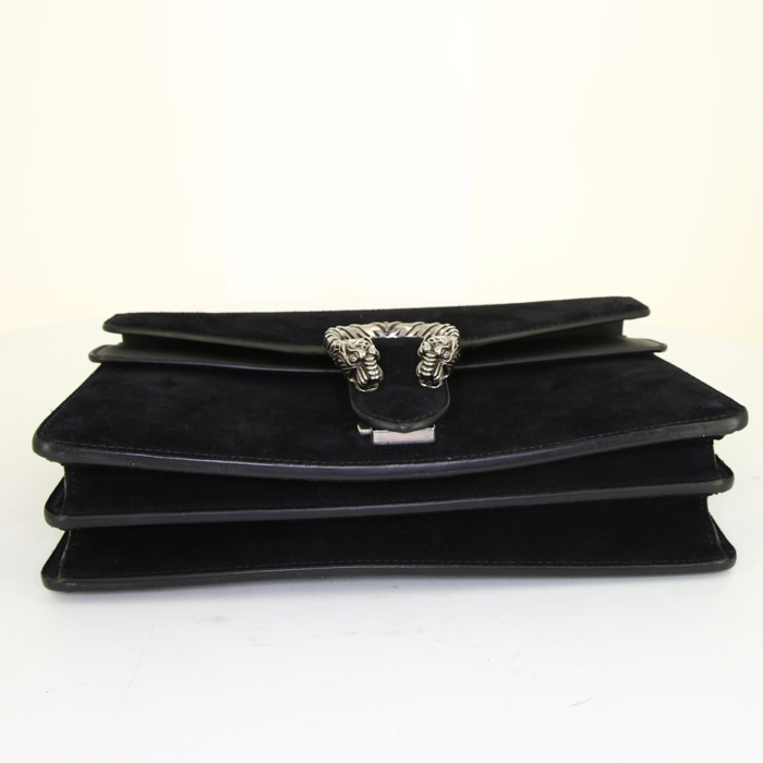 Gucci Dionysus handbag in black suede and black leather - Detail D5