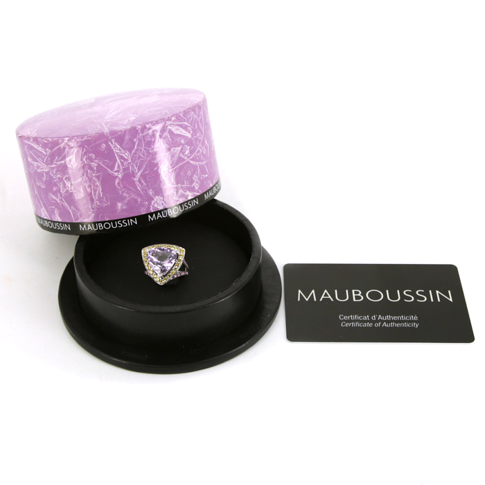 Sortija Mauboussin Tellement subtile pour toi en oro blanco,  amatista y zafiros amarillos y en amatista - Detail D2