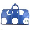 Bolsa de viaje Louis Vuitton Keepall 50 cm en cuero Epi azul y cuero liso blanco - 360 thumbnail