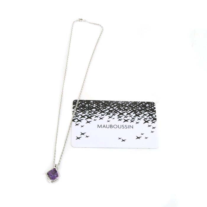 Collana Mauboussin Fou de Toi in oro bianco e diamanti e ametista rosa di Francia - Detail D2