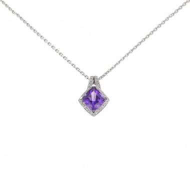 Mauboussin Fou de Toi necklace in white gold and diamonds and in Rose de France amethyst