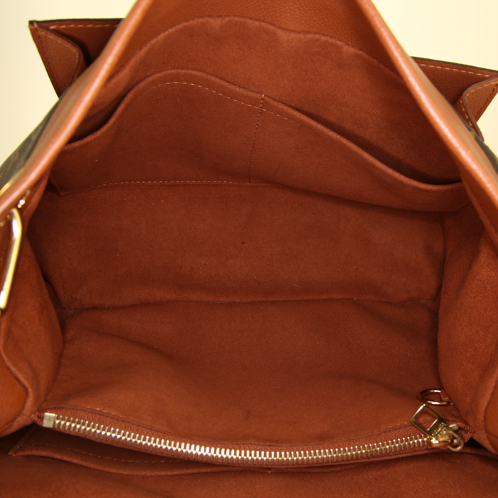 Borsa a spalla Louis Vuitton Olympe in tela monogram cerata e pelle marrone caramello - Detail D2