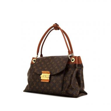 Borsa a spalla Louis Vuitton Olympe in tela monogram cerata e pelle marrone caramello